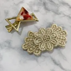 ヘアピン　2点セット　花　アクセサリー　まとめ売り