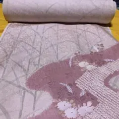 正絹　部分絞り　刺繍　未仕立　反物　桐箱つき　訪問着反物のサムネイル