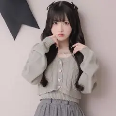 【最終値下げ】pium ケーブルカーディガン×キャミセット グレー