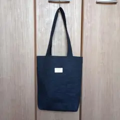 肩掛けトートバッグ　リネン　ブラック