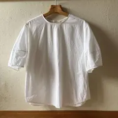 無印良品　涼感ブロード　半袖ブラウス　白　サイズL