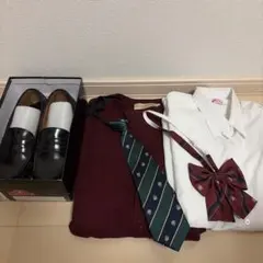 制服カーディガン　リボン　ネクタイ　ローファー　ワイシャツ　まとめ売り　セット