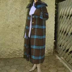 【FRAY I.D】定価約6万‼️アルパカシャギーステンカラーコート チェック柄