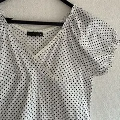 Anna Nicola ドット柄 カシュクール 半袖カットソー L 大人可愛い‼️のサムネイル