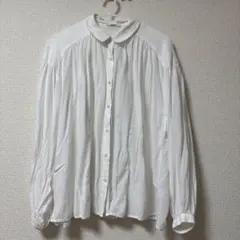 【美品】ユニクロ＊白　長袖シャツ　レーヨン　薄手柔らか　Sサイズのサムネイル