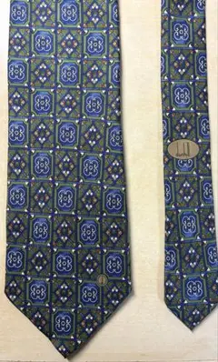 dunhill ダンヒル　幾何学模様 ネクタイ　シルク　メンズ　ネイビー