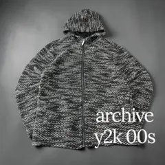 archive y2k 00s メランジ ニットフルジップパーカー XL