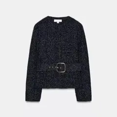 zara テクスチャー生地ベルトブレザー