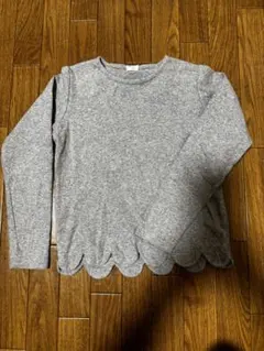 女の子 ロンＴ トップス 春物 春服 長袖カットソー グレー 130cm