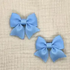 【2個セット】ベビーヘアクリップ リボン 水色｜滑り止め付き corumi