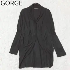 ゴージ　カーディガン　ブラック　M　ショールカラー　長め丈　無地　シンプル　上品