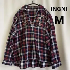 INGNI 刺繍入りチェック柄長袖シャツ