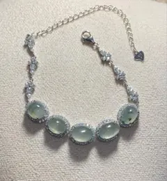 天然 A貨 翡翠 アイスグリーン ブレスレット 14×12mm SV925