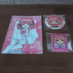 のあさん COLORFUL PEACH ポストカード バッジ シールセット