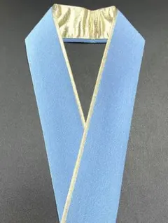 水色×ゴールド　重ね衿　ポリエステルちりめん