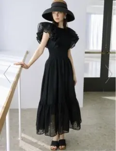 eimy istoire フリルロングワンピース ブラック