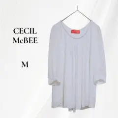 CECIL McBEE　セシルマクビー シフォン ブラウス ホワイト 五分袖 M