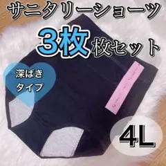 サニタリーショーツ 3枚セット ブラック 黒 生理用ショーツ　4L