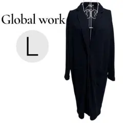 グローバルワーク ロングカーディガン ( L サイズ ) ワッフル生地 ネイビー