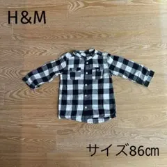 【匿名配送】H&M バンドカラー チェック 長袖シャツ 12-18M