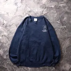 90’s JERZEES トレーナー USA製　企業ロゴ　ネイビー