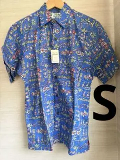 ⑩TWO PALMS アロハシャツ Sサイズ ブルーのサムネイル