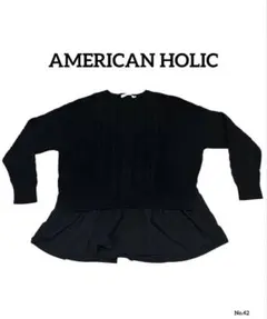 AMERICAN HOLIC 長袖ニット ペプラムトップス ケーブル編み M