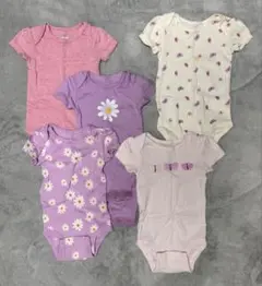 ベビー 女の子 ロンパース 半袖 5枚セット 70（6m） まとめ売り
