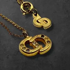 ヴィンテージ Dior CDロゴ ネックレス ゴールド ラインストーン 525