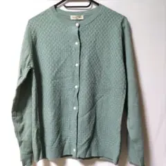タグ付き未使用　Samansa Mos2 柄編み長袖カーディガン　M　ミント