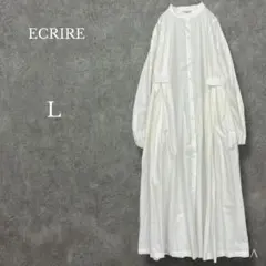 ♡エクリール【L】ボックスタックロングシャツワンピース マキシ バンドカラー