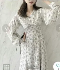 dazzlin ダズリン ピンタックフラワーワンピース ホワイト