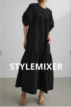 STYLEMIXER パネルシャーリングスリーブワンピース　S ブラック