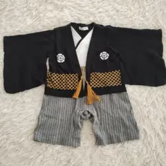 美品　袴　ロンパース　80　男の子　和風デザイン 黒