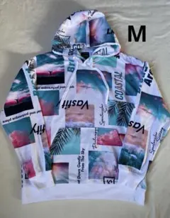 【美品】パーカー Ｍ　フード付きパーカー　トレーナー　ホワイト/マルチカラー