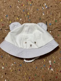クマ耳付きホワイトバケットハット