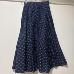 ネイビー ドット柄 サーキュラースカート