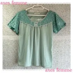 axes femme 半袖カットソー 花柄レース切替 ミントグリーン Mのサムネイル