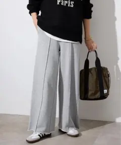 SLOBE IENA グレー ワイドパンツ 綿100%