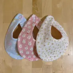 《373》よだれかけ ベビースタイ 赤ちゃん 女の子 3枚 ハンドメイド スタイ