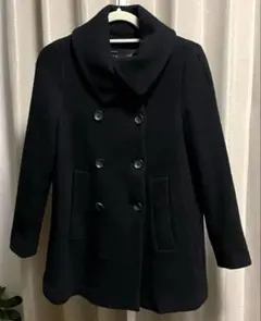 ZARA BASIC 黒 ウールコート ダブルブレスト S