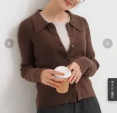 DRESKIP 襟付きリブニット ブラウン