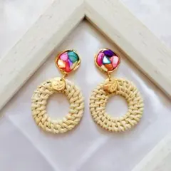 さざれ石×つぶつぶリングピアス ハンドメイドピアス - メルカリ