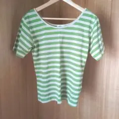 ボーダーの半袖Tシャツ グリーン