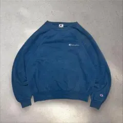 チャンピオン90sUSA製生地ブランドロゴ刺繍スウェットフェード前Vガゼット短丈