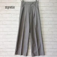 mystic ワイドパンツ（2）グレー センタープレス 美脚 ウエストゴム 春夏