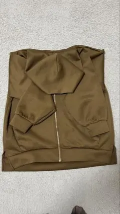 美品】ブラウン ダンボールパーカー ジップアップ フード付き 秋冬 Mサイズ