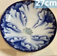 深川製磁 瑠璃色 花柄 プレート 27cmのサムネイル