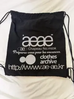 100%正規品】aeae ドローストリングバッグ ナップサック 黒 ドット 