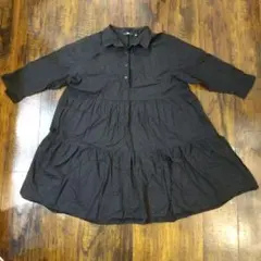 UNIQLO ブラック シャツワンピース 長袖 ティアード